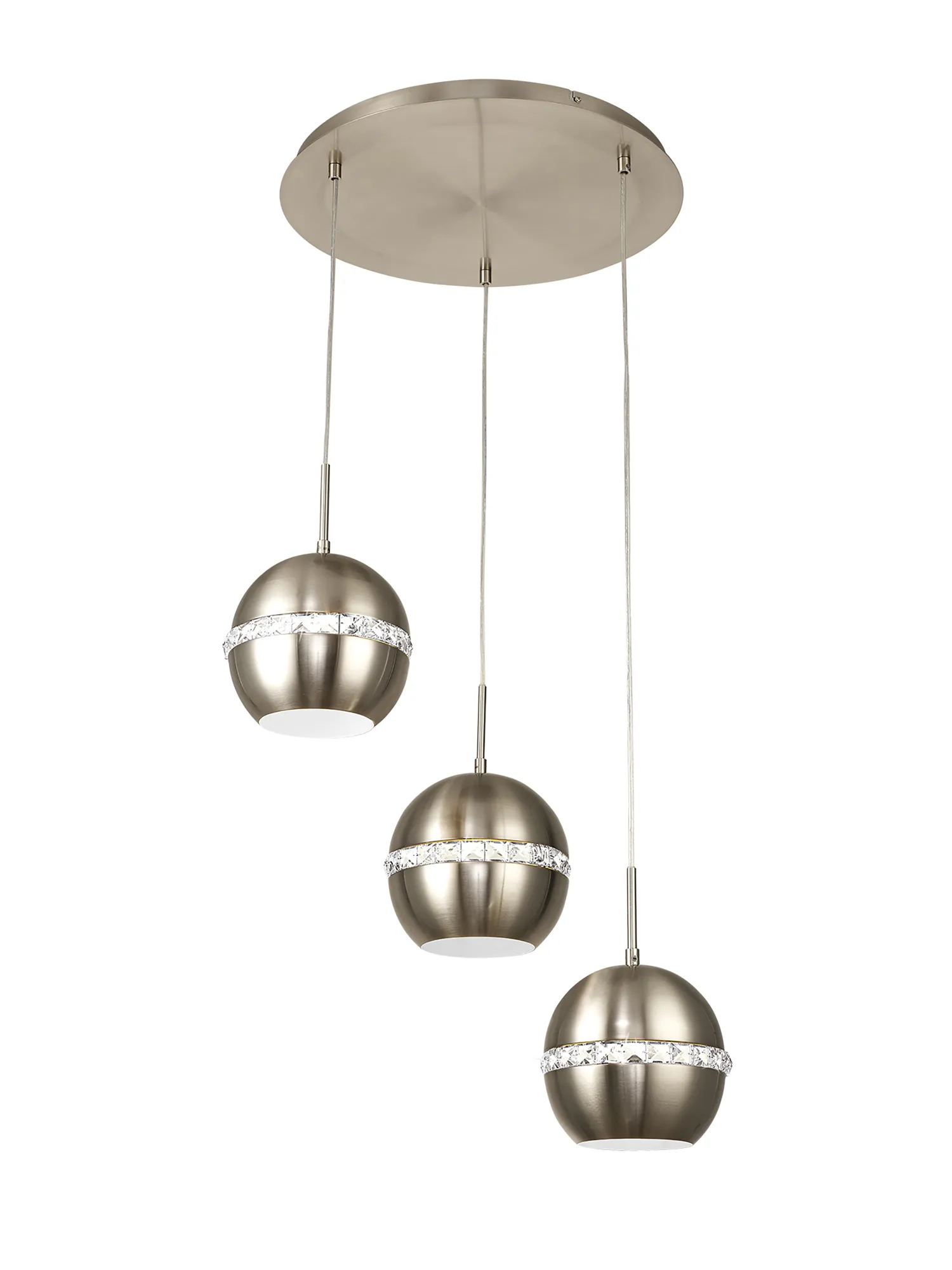 Andrea Satin Nickel Crystal Ceiling Lights Diyas Multiple Crystal Pendants